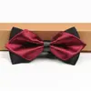 Pajarita Puntiaguda para Hombre Formal Estilo Coreano Puntiaguda Doble Capa Novio Boda Vino Tinto Pajarita Negra para Mujer