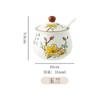 Pote de óleo de banha de porco Pote de porcelana de óleo cerâmico resistente a altas temperaturas doméstico com colher Pote de óleo de pimenta Pote de sal de cozinha Tempero Garrafa de tempero Caixa