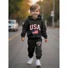 Conjunto de Ropa para Niños Transfronterizo Amazon Aliexpress Comercio Exterior Dropshipping para Niños Mayores Sudadera con Capucha y Pantalones de Chándal Conjunto de Dos Piezas