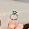 Sabor de Verão Hortelã Verde Paraíba Mamba Ring Light Anel de Diamante Verde Moda de Luxo para Mulheres