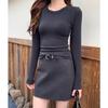 Foto Real # Camiseta Básica Ajustada para Mujer 2025 Nuevo Otoño e Invierno Ropa Interior Efecto Adelgazante Cintura Camiseta de Manga Larga