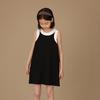 Vestido sem mangas drapeado para meninas, saia evasê para crianças maiores, cor sólida, vestido colete infantil fino de verão, versátil
