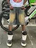 Shorts de mezclilla estilo retro americano lavado de alta calle para hombre y mujer, rectos de pierna ancha, desgastados, holgados, casuales, versátiles, pantalones cortos