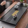 Bandeja de Té Imitación Piedra Wujin para el Hogar Bandeja de Té Simple Drenaje Integrado Juego de Té Gongfu Mesa de Té Juego de Té para Oficina en Casa