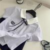 Sakurajima Hermana Mayor Reductor de Edad Azul Camisa Universitaria de Manga Corta Falda Plisada Traje JK Verano Gama Alta Dos Piezas Ropa para Mujer