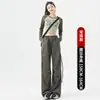 Pantalones Cargo con Lazo para Mujer, Estilo Delgado de Otoño, Pantalones Casuales Elegantes de Pierna Recta, Cintura Alta Adelgazantes Estilo Americano, Pantalones Deportivos de Secado Rápido