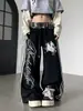 Bordado de cavalo de guerra cintura dupla tão quente que causa insolação calças de dança jazz femininas verão estilo de rua calças de dança hiphop da moda