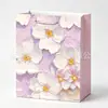 Bolsa de Papel Tipo Tote Floral Estilo Pintura al Óleo 3D Textura en Relieve Flores Bolsa de Regalo Bolsas para Recuerdos de Fiesta de Cumpleaños