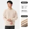 Suéter de punto acanalado de alta calidad para hombre con cuello Henley, estilo old money, jersey casual de manga larga para otoño e invierno