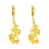 Pendientes largos de flores con chorro de arena de oro vietnamita para mujer, estilo chino, con borlas chapadas en oro y rosas.