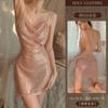 Yiyue lencería sexy brillante discoteca tentación caliente camisón sin espalda uniforme transparente pijamas gratis 8844