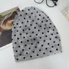 Chapéu Turban Retro de Bolinhas para Mulheres, Chapéu Slouchy Fino Respirável de Verão para Afinar o Rosto, Gorro Versátil Fashion, Chapéu de Puxar