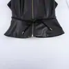 Chaqueta Elegante de Moda Nueva 2026 Estilo Europeo y Americano Transfronterizo Dobladillo de Falda Corta Cuello Redondo Cuero Sintético 3046069