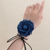 Collar Largo de Camelia en Mezclilla Azul Correa Elegante Cadena para Clavícula Popular en Ins Accesorios de Collar de Flor Grande