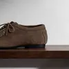Sapatos Casuais de Camurça Estilo Canguru para Mulheres, com Cadarço e Sola Lisa, Mocassins de Couro Macio Estilo Britânico para Outono e Inverno