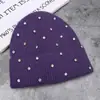 Gorro de Punto de Invierno Nuevo, Moda Sólida, Sencillo, Versátil, Cálido, Cómodo, Cortavientos, Hecho a Mano, Decorativo con Pedrería