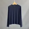Camiseta de Mujer BORBOTIE 2026 Primavera y Otoño Nueva LP Clásica Mezcla de Cachemir y Seda Top de Cuello Redondo