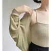 Cárdigan Corto Estilo Francés con Mangas Murciélago, Tejido de Seda Helada, Chal Delgado de Verano, Cubre Ropa para Aire Acondicionado, Ropa Exterior con Protección Solar para Mujer