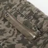 Chaqueta de Algodón con Capucha y Cuello de Piel Camuflaje Retro Americano para Hombre Tendencia Punk Callejera Abrigo de Mezclilla Algodón Engrosado Cálido Ropa de Abrigo