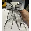 Grampo de Cabelo de Cristal com Laço Coreano e Renda de Franja Doce Feminino de Alta Qualidade Elegante Grampo de Primavera Acessório de Cabelo na Parte de Trás da Cabeça