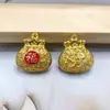 Bolsa de Dinero con Carácter Fu Guochao Llavero Colgante Collar Nuevo Estilo Chino Colgante Aleación Color que se Conserva Galvanoplastia Hueco Bolsa de la Suerte Venta al por Mayor