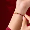 Pulseira de Madeira de Pessegueiro Antiga com Nó de Bambu de Nuvem Auspiciosa e Fio Vermelho para Homens e Mulheres, Pulseira Trançada Protetora para o Ano de Nascimento, Presente