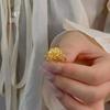Loja de ouro com anel de rosa de diamante de areia para mulheres, anel de moda ajustável estilo ins para presente de namorada