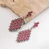 Accesorios Hemingway Nuevo Estilo Transfronterizo Turquesa Patrón Geométrico Cruz Colorido Rombos Colgante Pendientes Versátiles