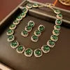 Aretes Colgantes Collar con Colgante de Gota de Agua con Pedrería Trabajo Pesado Exquisito Lujo Cadena para Clavícula Conjunto para Vestido de Banquete Venta al por Mayor Directa de Fábrica