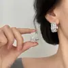 Pendientes de Encaje Hueco Estilo Francés, Diseño de Nicho, con Circonitas, Forma de C, Dulces y Frescos, Lujo Ligero, Moda de Alta Gama, Versátiles para Mujer