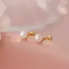 Pendientes de Rosca Yongcheng S999 Plata Pura Perla Shijia, Exquisitos, Lujo Accesible, Compactos, No Necesitan Quitarse Pendientes Franceses para Dormir, Dropshipping