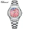 CHENXI Amanecer Reloj de Pulsera de Acero Transfronterizo Pareja Luminoso Impermeable Moda Calendario de Negocios Reloj de Cuarzo para Hombre y Mujer 8222