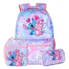 Mochila Rosa Estampa Total Ponto Corrido Bolsa de Refeição Estojo Três Peças Mochila Roblox para Crianças Estudantes
