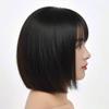 Pelucas de cabello corto y liso para niñas, estudiantes, cosplay de rendimiento, accesorios de competición, cabello negro, largo y liso, tocados