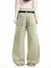 Calça de Trabalho Oreeta Estilo Americano Cleanfit Simples e de Alto Padrão para Homens e Mulheres com Decoração de Rebite Metálico Calça Casual de Perna Larga