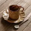 Platillo para Taza de Café Plegado de Fábrica Taza de Cerámica Fina de Alta Calidad Diseño para Mujer Sentido del Diseño Nicho Taza de Leche Taza para Beber