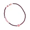 Pulsera de Doble Círculo con Piedras de la Fortuna de Ágata Roja Granate Natural y Cristal de Fresa para Atraer el Amor, Joyería de Nicho, Venta Directa en Transmisión en Vivo