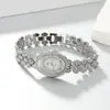 Pulsera Joyería Estilo Coreano Reloj Correa de Acero Completo Diamante Ovalado Reloj para Mujer Tendencia de Moda Estudiante Reloj de Cuarzo Venta al por Mayor