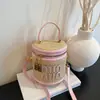 Bolso Cubo Tejido a Mano para Mujer, Versátil Estilo Nuevo, Bolso de Lujo de Alta Gama para Mujer, Bolso Cruzado Cilíndrico de Nicho