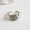 Anillo abierto redondo con diseño floral de goteo de aceite transfronterizo europeo y americano, anillo para dedo índice estilo vintage de lujo ligero, joyería de alta gama de lujo ligero para mujer