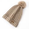 Gorro de Cachemira Pura Gruesa de Otoño e Invierno para Hombre y Mujer, Gorro de Cachemira Tejido, Gorro con Pompon de Piel para Parejas, Protección para las Orejas, Gorro de Lana