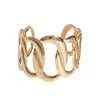 Pulsera Abierta Ovalada Hueca Estilo Metal Europeo y Americano, Simple y Única, Joyería Audaz con un Toque de Lujo de Nicho para Mujeres