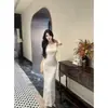 Ropa de Mujer de Comercio Exterior Toma Real: Exquisito Vestido de Encaje Off-Shoulder Estilo Francés, Estilo Puro y Atractivo de Verano, Elegante Ceñido a la Cintura, Bodycon, Ropa de Vacaciones