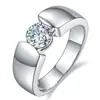 Anillo de estilo hip hop brillante europeo y americano, chapado en platino, moderno, para hombre, elegante, de lujo, con diamante de circonita para compromiso