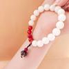 Pulsera de cuentas de raíz de Bodhi de jade blanco colgante, pulsera de loto Bodhi con estrella de ágata, pulsera de cuentas de luna Bodhi, rosario, pulsera de una sola vuelta