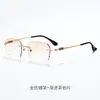 Gafas Sin Montura de Titanio Puro para Hombres con Miopía, Equipadas con Corrección de Astigmatismo de Prescripción, Diseño Polygonal Sin Montura Ultraligero, Fotocromáticas, Anti Luz Azul, Montura de Moda
