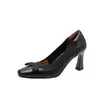 Zapatos de Mujer de Estilo Francés con Puntera Cuadrada, Nuevo Estilo de Primavera, con Lazo, Boca Baja, Elegantes y Cómodos, No Cansan los Pies, Tacones Gruesos Altos
