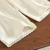 Roupa Infantil Coreana Verão Novo Estilo Menina Estilo Pastoral Retrô Bordado Floral Manga Bufante Top Calça Longa Conjunto de Duas Peças