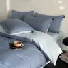 Capa de Edredom Simples 100% Algodão Puro Peça Única Cor Sólida Roupa de Cama Conjunto de Quatro Peças Nova Capa de Edredom para Dormitório Lençol de Cama Conjunto de Três Peças