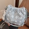 Bolsa de Corrente de Diamante Brilhante de Alta Qualidade para Mulheres 2025 Nova Moda Bolsa de Ombro Bolsa Transversal de Jeans Retrô